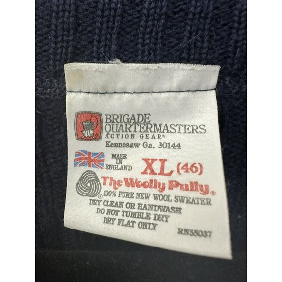 Brigade Quartermasters Sweater Mens XL Blue 100% Wool V Neck The Woolly Pully - Picture 2 of 6